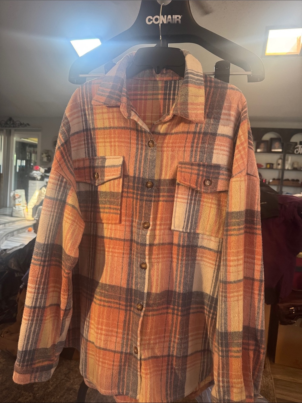 Women's Pink Plaid Teddy Jacket - Button-Front Shacket